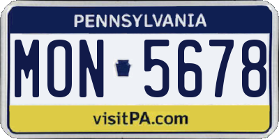 PA license plate MON5678