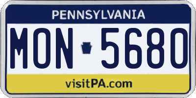 PA license plate MON5680
