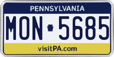 PA license plate MON5685