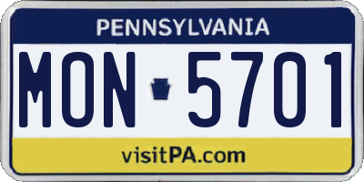 PA license plate MON5701