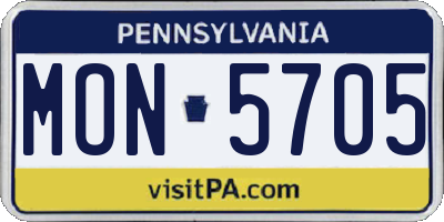 PA license plate MON5705