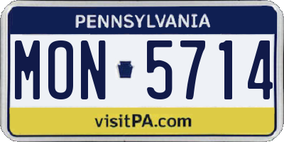 PA license plate MON5714