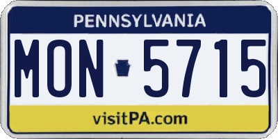 PA license plate MON5715