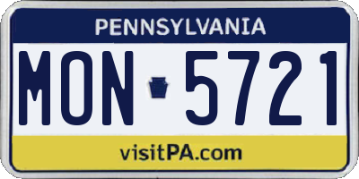 PA license plate MON5721