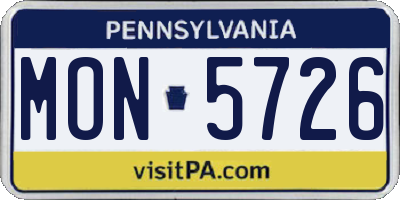 PA license plate MON5726