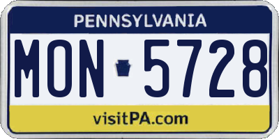 PA license plate MON5728