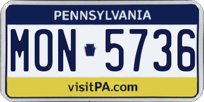 PA license plate MON5736