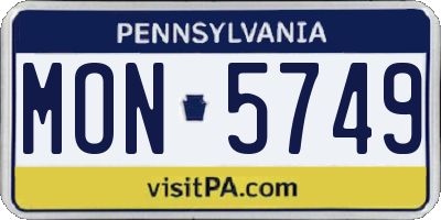 PA license plate MON5749