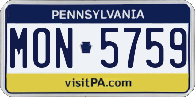 PA license plate MON5759