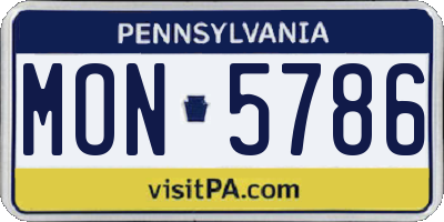 PA license plate MON5786