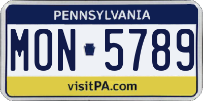 PA license plate MON5789