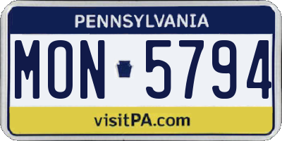 PA license plate MON5794