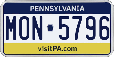 PA license plate MON5796