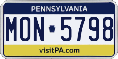 PA license plate MON5798
