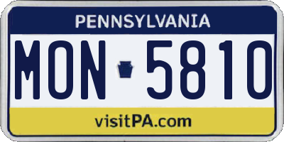 PA license plate MON5810