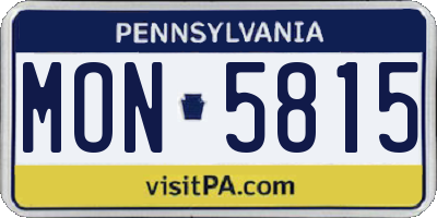 PA license plate MON5815