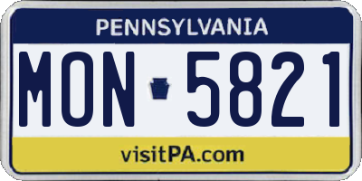PA license plate MON5821