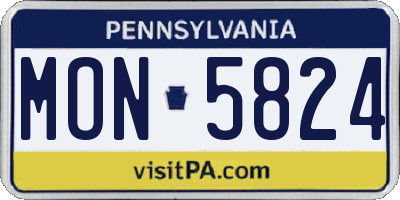 PA license plate MON5824