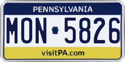PA license plate MON5826