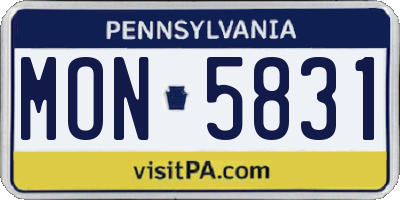 PA license plate MON5831