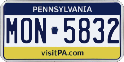 PA license plate MON5832