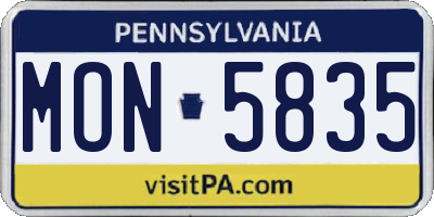 PA license plate MON5835