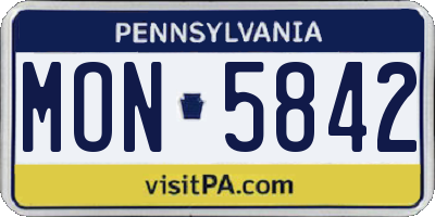 PA license plate MON5842