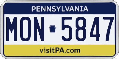 PA license plate MON5847