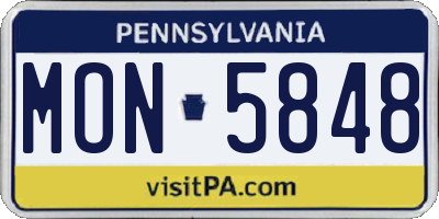 PA license plate MON5848