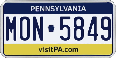 PA license plate MON5849