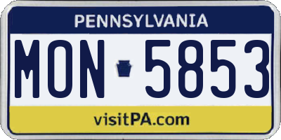 PA license plate MON5853