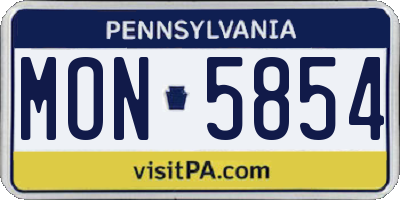 PA license plate MON5854