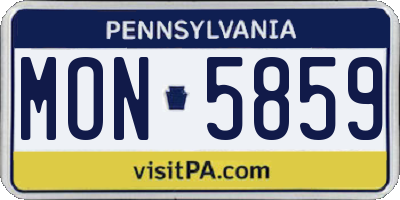 PA license plate MON5859