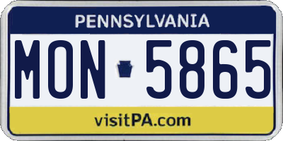 PA license plate MON5865