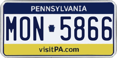 PA license plate MON5866