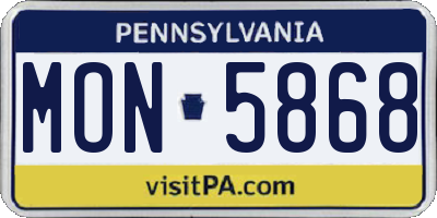 PA license plate MON5868