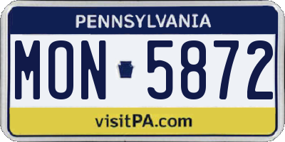 PA license plate MON5872