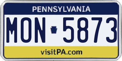 PA license plate MON5873
