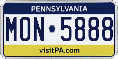 PA license plate MON5888