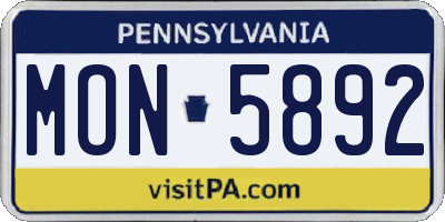 PA license plate MON5892