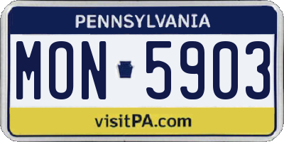 PA license plate MON5903