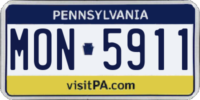 PA license plate MON5911