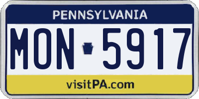 PA license plate MON5917
