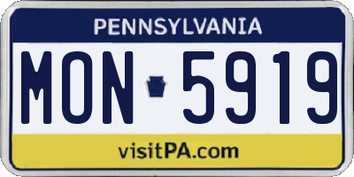 PA license plate MON5919