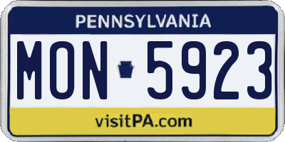 PA license plate MON5923
