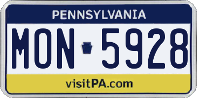 PA license plate MON5928