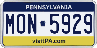 PA license plate MON5929