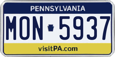 PA license plate MON5937