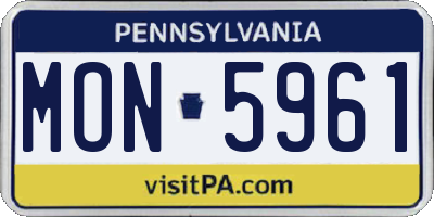 PA license plate MON5961