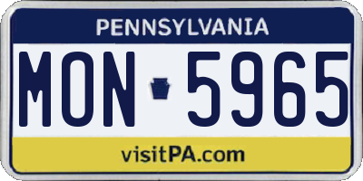 PA license plate MON5965